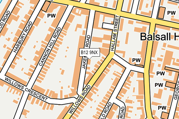 B12 9NX map - OS OpenMap – Local (Ordnance Survey)