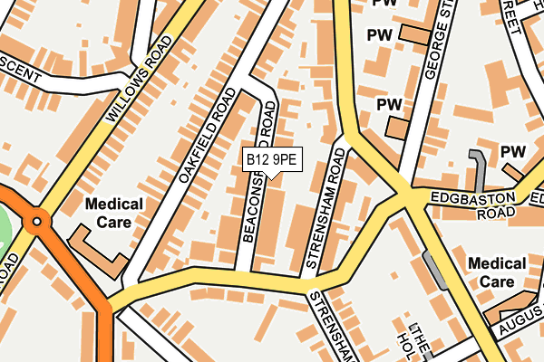 B12 9PE map - OS OpenMap – Local (Ordnance Survey)