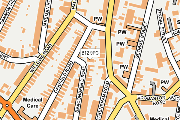 B12 9PG map - OS OpenMap – Local (Ordnance Survey)