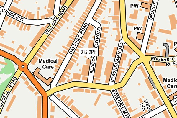 B12 9PH map - OS OpenMap – Local (Ordnance Survey)