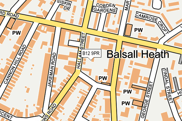 B12 9PR map - OS OpenMap – Local (Ordnance Survey)