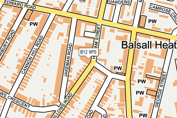 B12 9PS map - OS OpenMap – Local (Ordnance Survey)