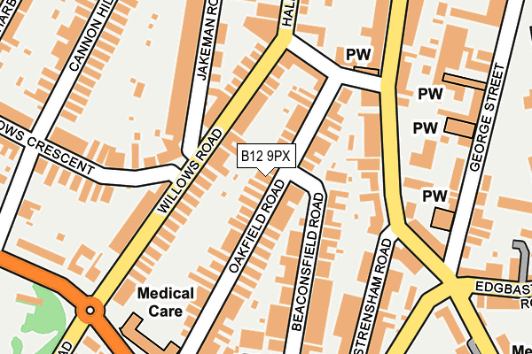 B12 9PX map - OS OpenMap – Local (Ordnance Survey)