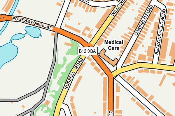 B12 9QA map - OS OpenMap – Local (Ordnance Survey)