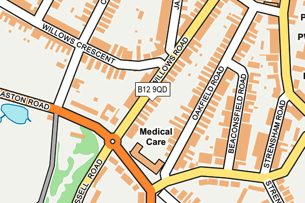 B12 9QD map - OS OpenMap – Local (Ordnance Survey)