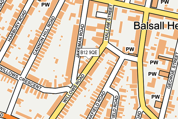 B12 9QE map - OS OpenMap – Local (Ordnance Survey)