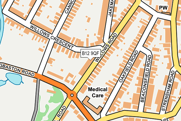 B12 9QF map - OS OpenMap – Local (Ordnance Survey)