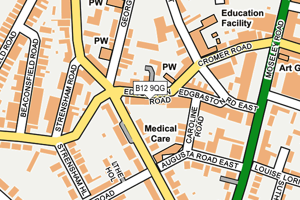 B12 9QG map - OS OpenMap – Local (Ordnance Survey)