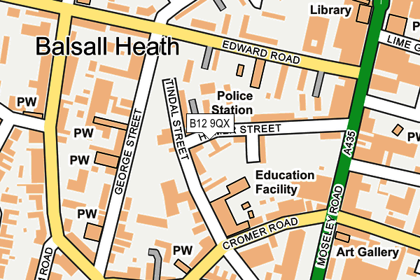 B12 9QX map - OS OpenMap – Local (Ordnance Survey)