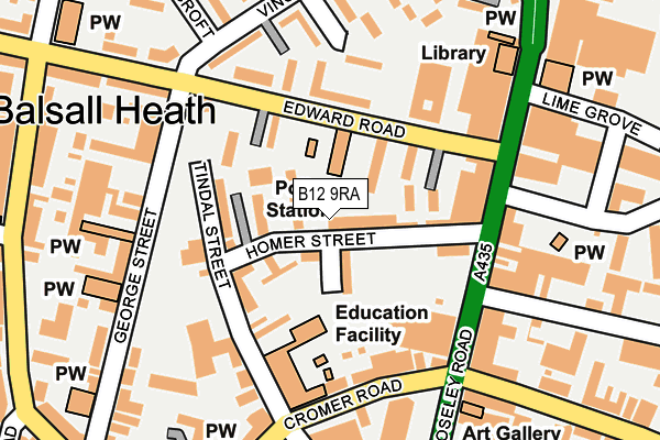 B12 9RA map - OS OpenMap – Local (Ordnance Survey)