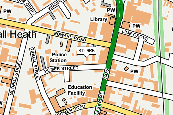 B12 9RB map - OS OpenMap – Local (Ordnance Survey)