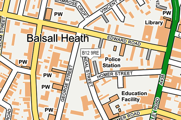 B12 9RE map - OS OpenMap – Local (Ordnance Survey)