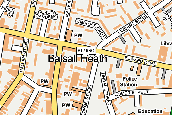 B12 9RG map - OS OpenMap – Local (Ordnance Survey)