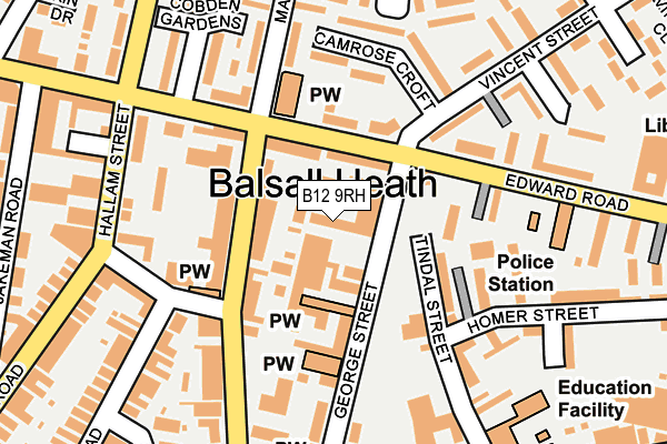 B12 9RH map - OS OpenMap – Local (Ordnance Survey)