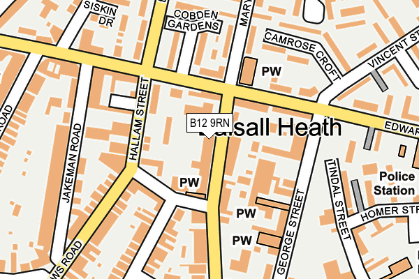 B12 9RN map - OS OpenMap – Local (Ordnance Survey)