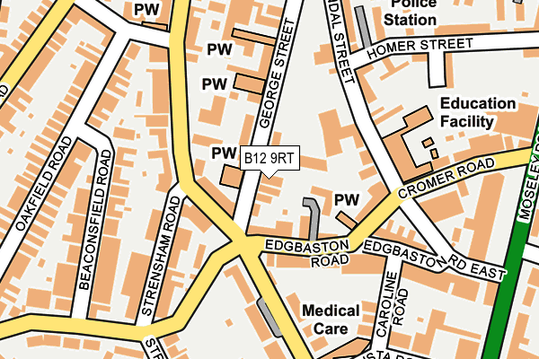 B12 9RT map - OS OpenMap – Local (Ordnance Survey)