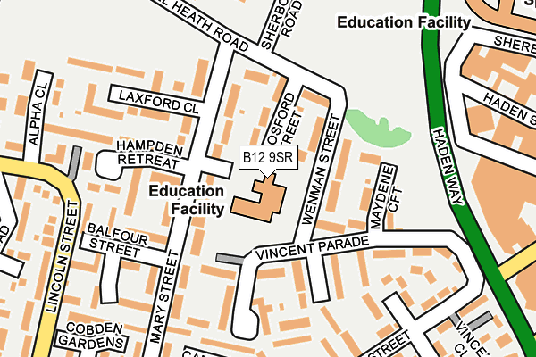 B12 9SR map - OS OpenMap – Local (Ordnance Survey)