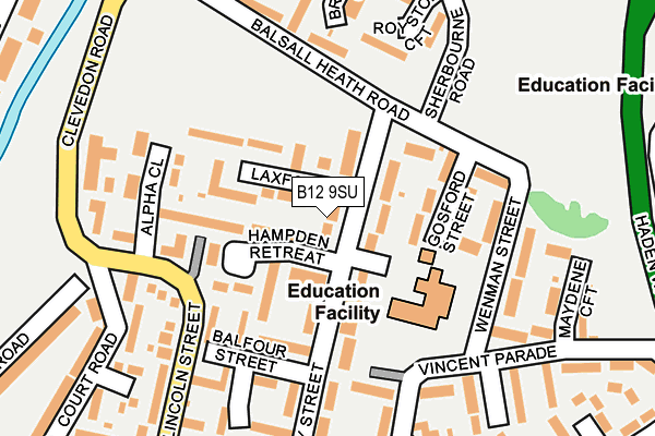 B12 9SU map - OS OpenMap – Local (Ordnance Survey)