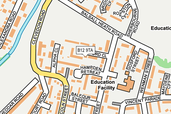 B12 9TA map - OS OpenMap – Local (Ordnance Survey)