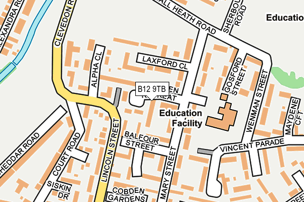 B12 9TB map - OS OpenMap – Local (Ordnance Survey)