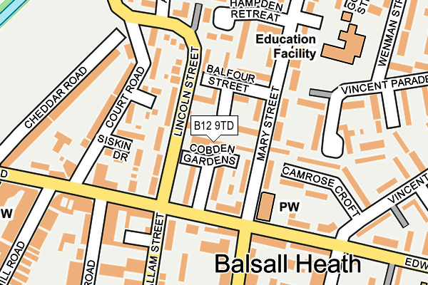 B12 9TD map - OS OpenMap – Local (Ordnance Survey)