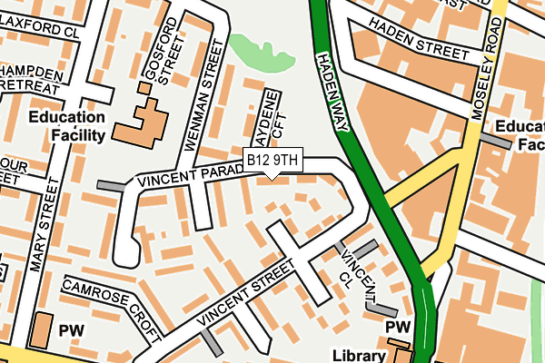 B12 9TH map - OS OpenMap – Local (Ordnance Survey)