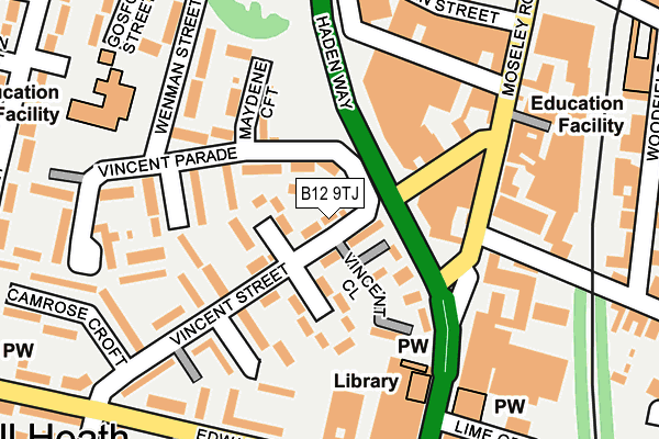 B12 9TJ map - OS OpenMap – Local (Ordnance Survey)