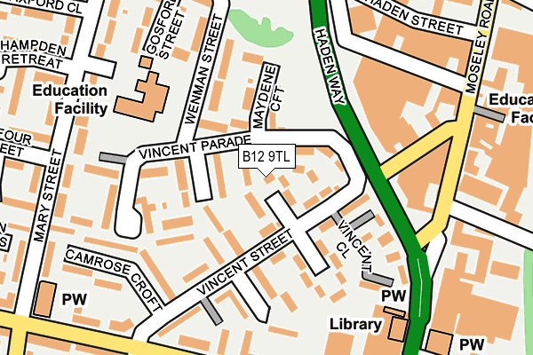 B12 9TL map - OS OpenMap – Local (Ordnance Survey)