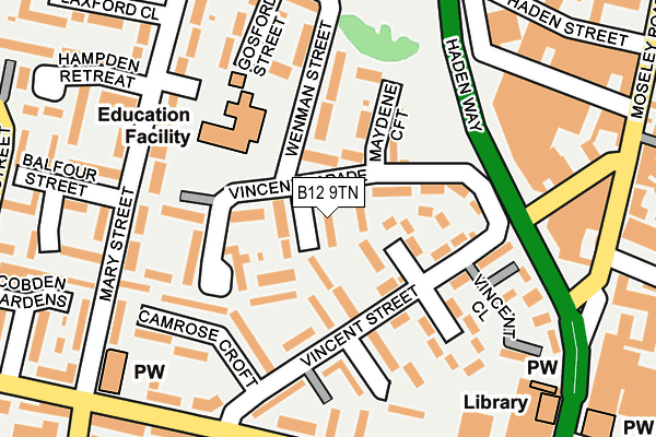 B12 9TN map - OS OpenMap – Local (Ordnance Survey)