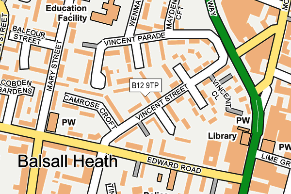 B12 9TP map - OS OpenMap – Local (Ordnance Survey)