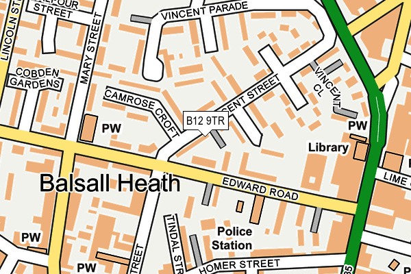 B12 9TR map - OS OpenMap – Local (Ordnance Survey)