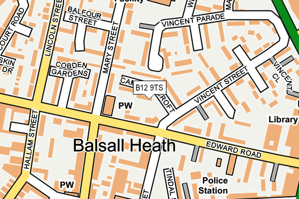 B12 9TS map - OS OpenMap – Local (Ordnance Survey)