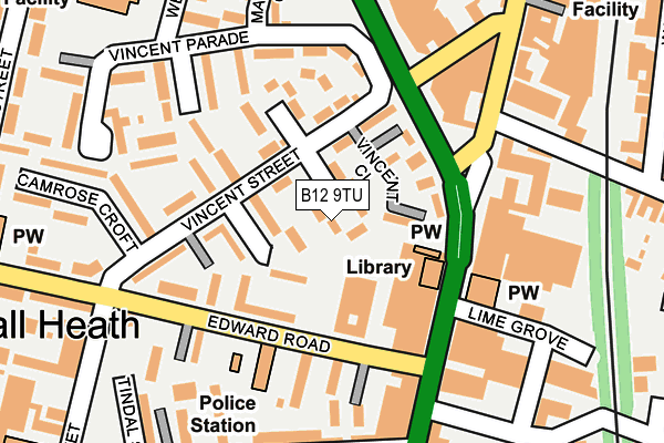 B12 9TU map - OS OpenMap – Local (Ordnance Survey)