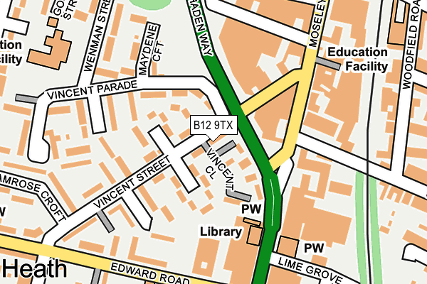 B12 9TX map - OS OpenMap – Local (Ordnance Survey)