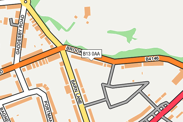 B13 0AA map - OS OpenMap – Local (Ordnance Survey)