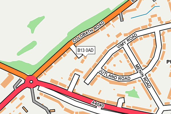 B13 0AD map - OS OpenMap – Local (Ordnance Survey)