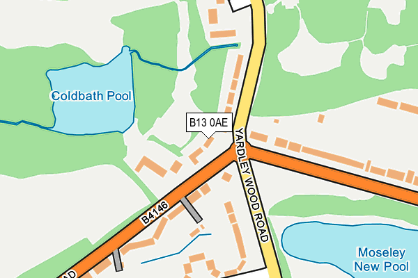 B13 0AE map - OS OpenMap – Local (Ordnance Survey)