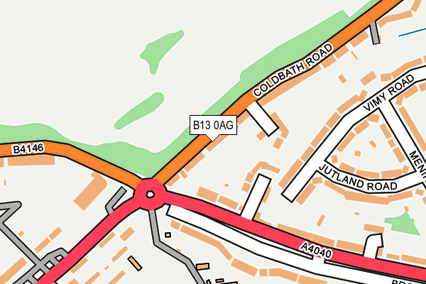 B13 0AG map - OS OpenMap – Local (Ordnance Survey)