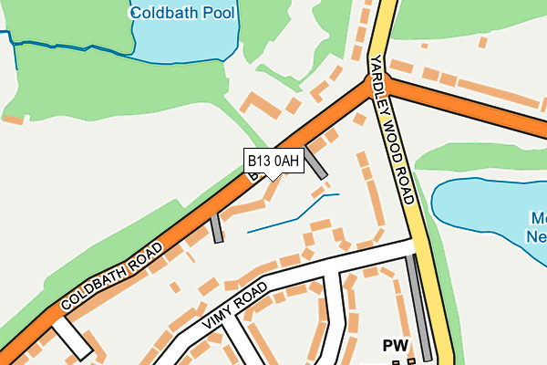 B13 0AH map - OS OpenMap – Local (Ordnance Survey)
