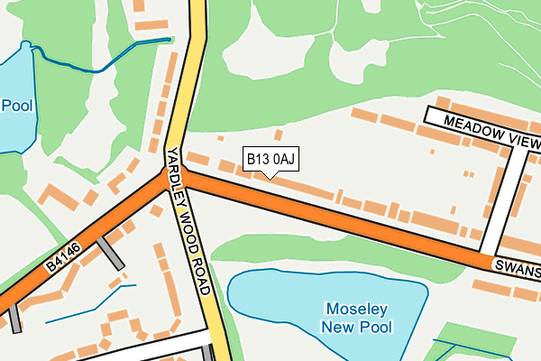 B13 0AJ map - OS OpenMap – Local (Ordnance Survey)