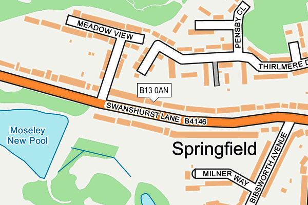 B13 0AN map - OS OpenMap – Local (Ordnance Survey)