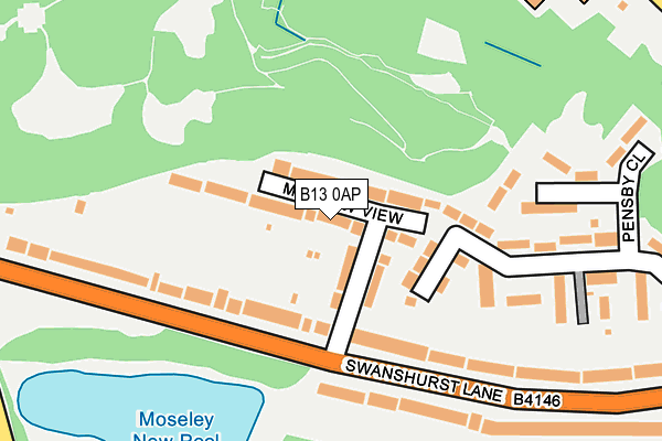 B13 0AP map - OS OpenMap – Local (Ordnance Survey)