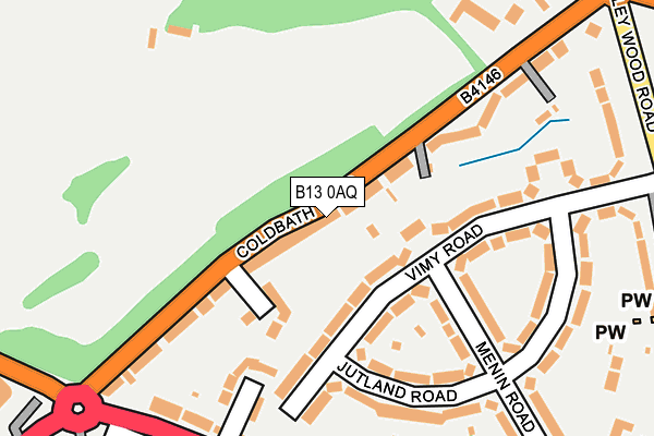 B13 0AQ map - OS OpenMap – Local (Ordnance Survey)