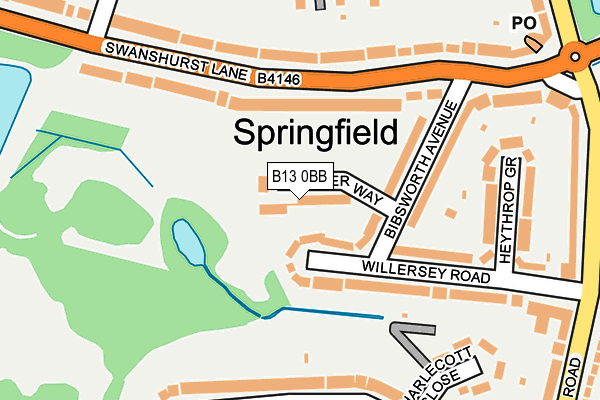 B13 0BB map - OS OpenMap – Local (Ordnance Survey)