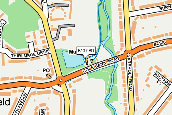 B13 0BD map - OS OpenMap – Local (Ordnance Survey)
