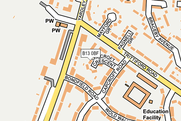 B13 0BF map - OS OpenMap – Local (Ordnance Survey)