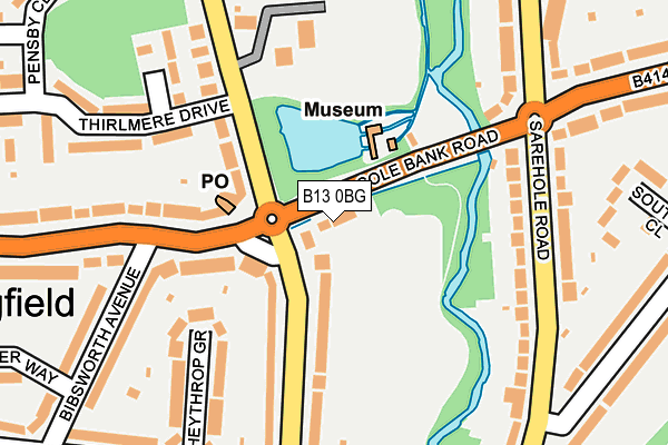B13 0BG map - OS OpenMap – Local (Ordnance Survey)