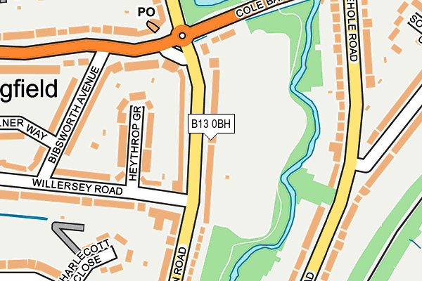 B13 0BH map - OS OpenMap – Local (Ordnance Survey)