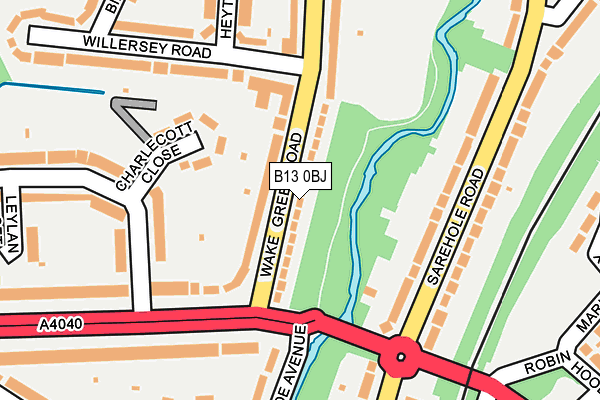B13 0BJ map - OS OpenMap – Local (Ordnance Survey)