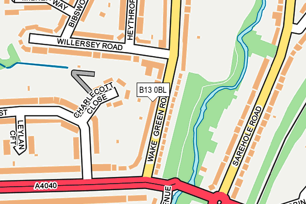 B13 0BL map - OS OpenMap – Local (Ordnance Survey)